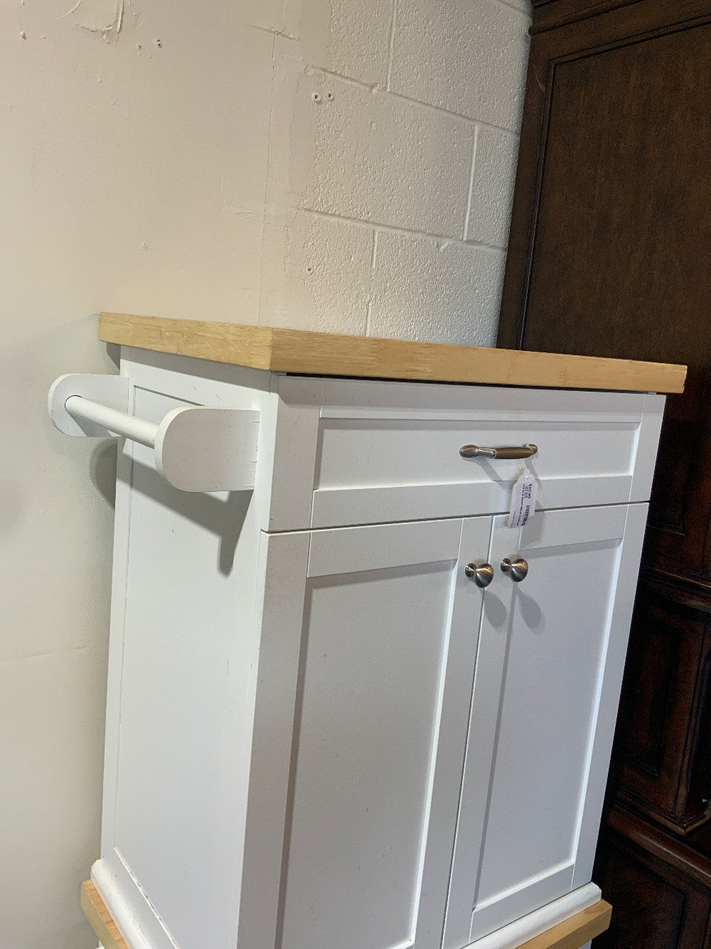 White & Wood Island Cabinet
