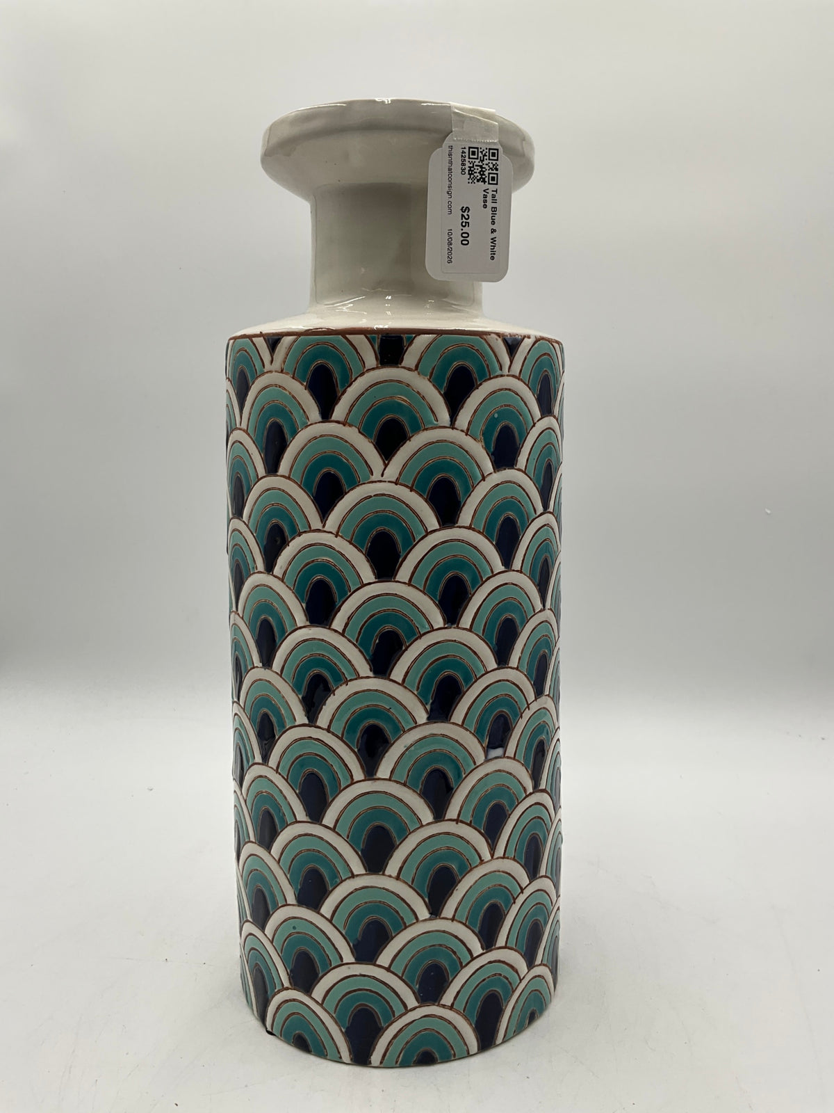 Tall Blue & White Vase