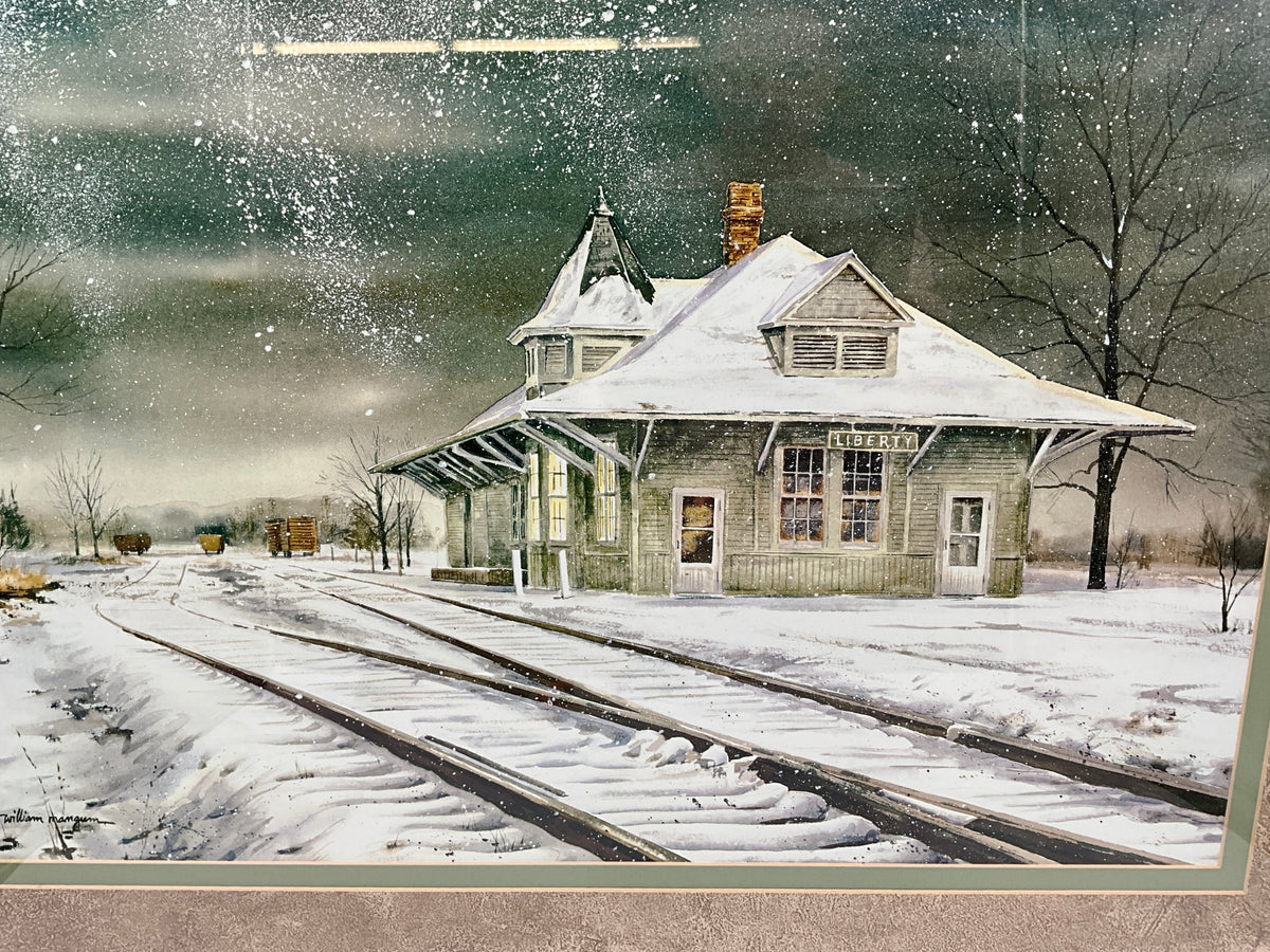 Winter Train Station Wall Art