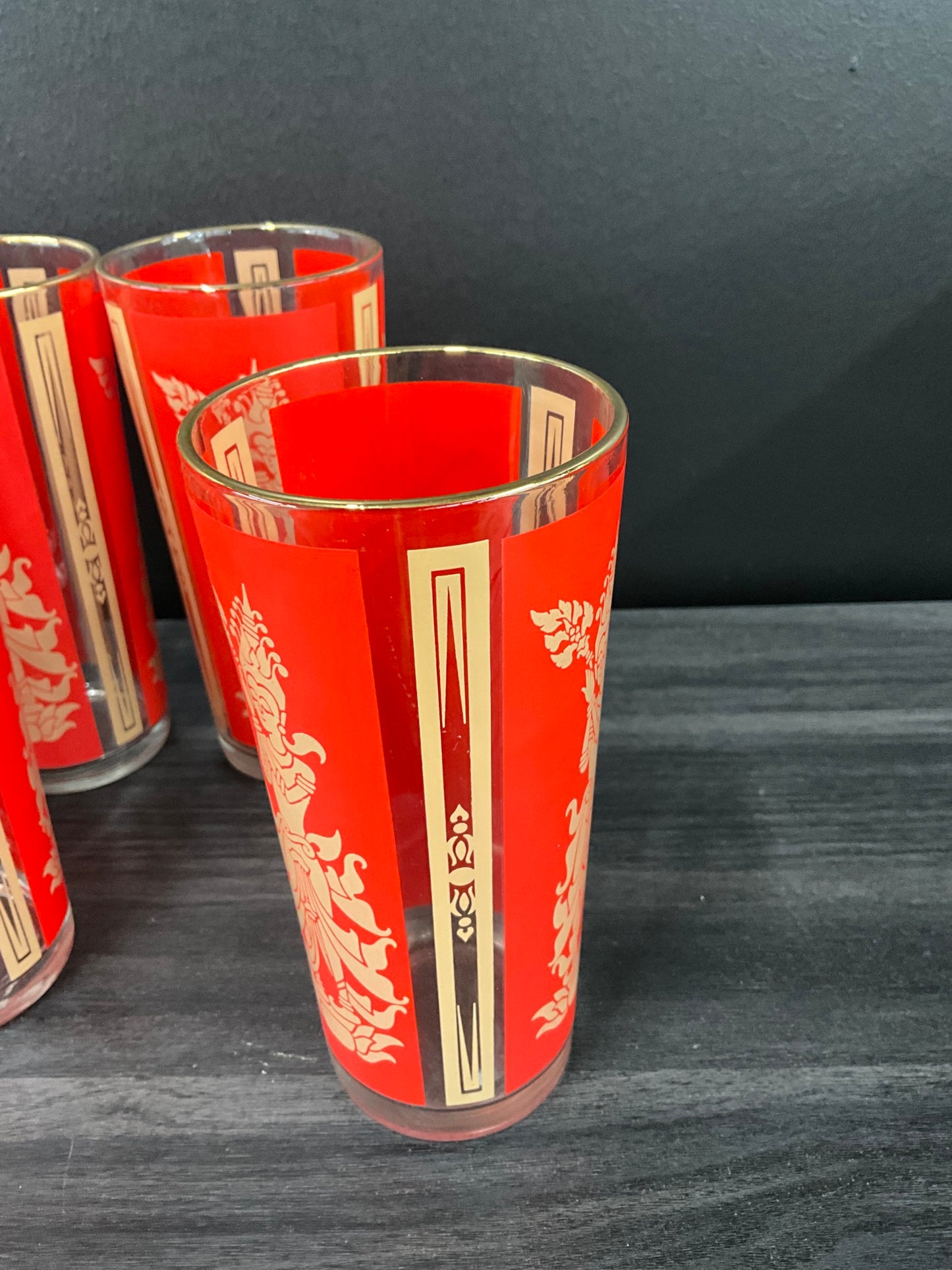 Vtg. Siam Thai Goddess Glass Set of 7