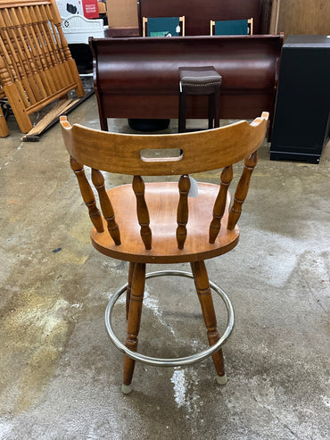 Vtg Wood Swivel Barstool