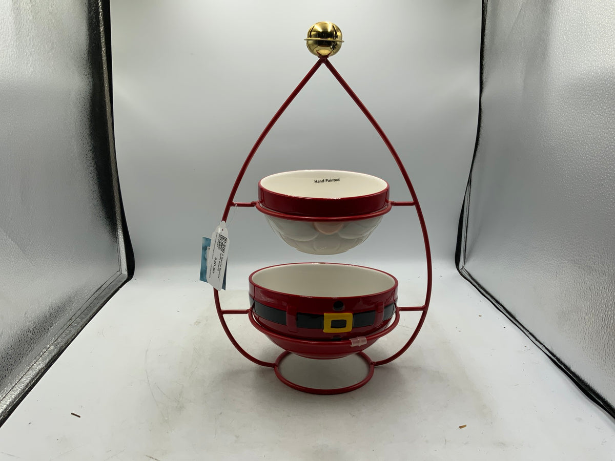 2 Santa Bowls with Stand