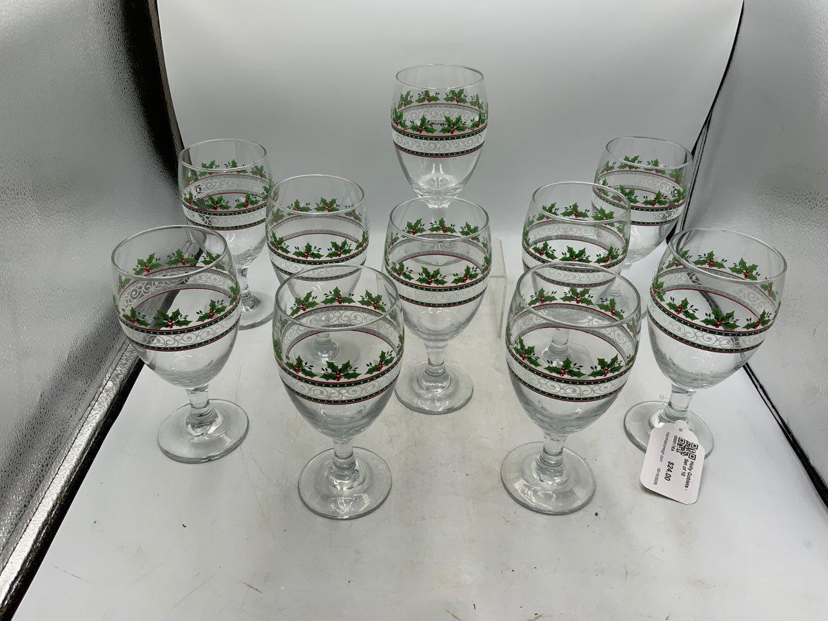 Holly Goblets - Set of 10
