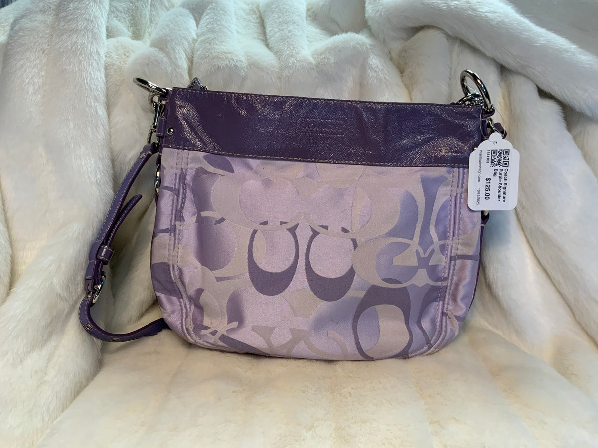 Coach Signature Purple Shoulder Bag