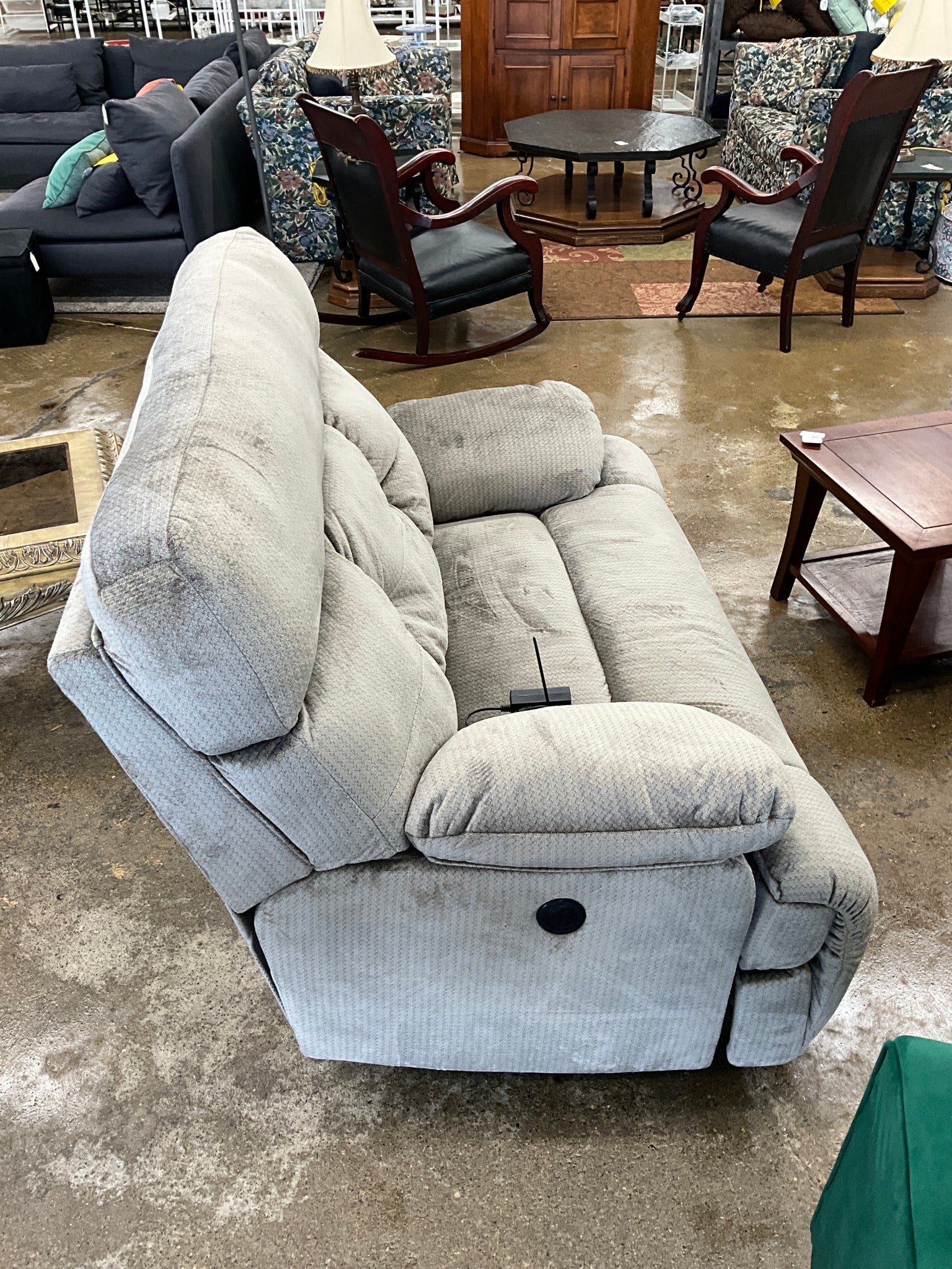 Bobs Furniture Grey Electric Recliner