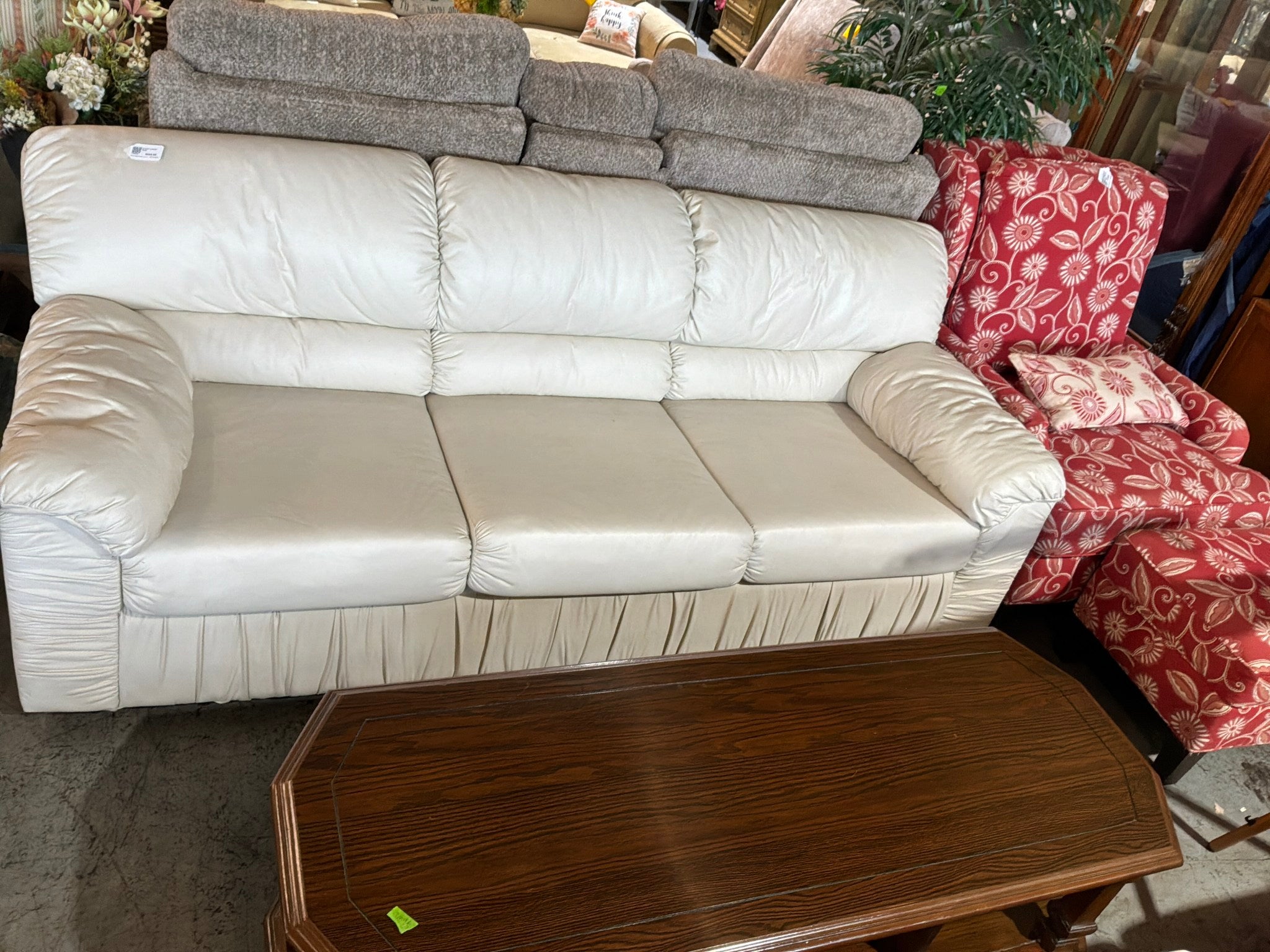 Cream Leather Sofa