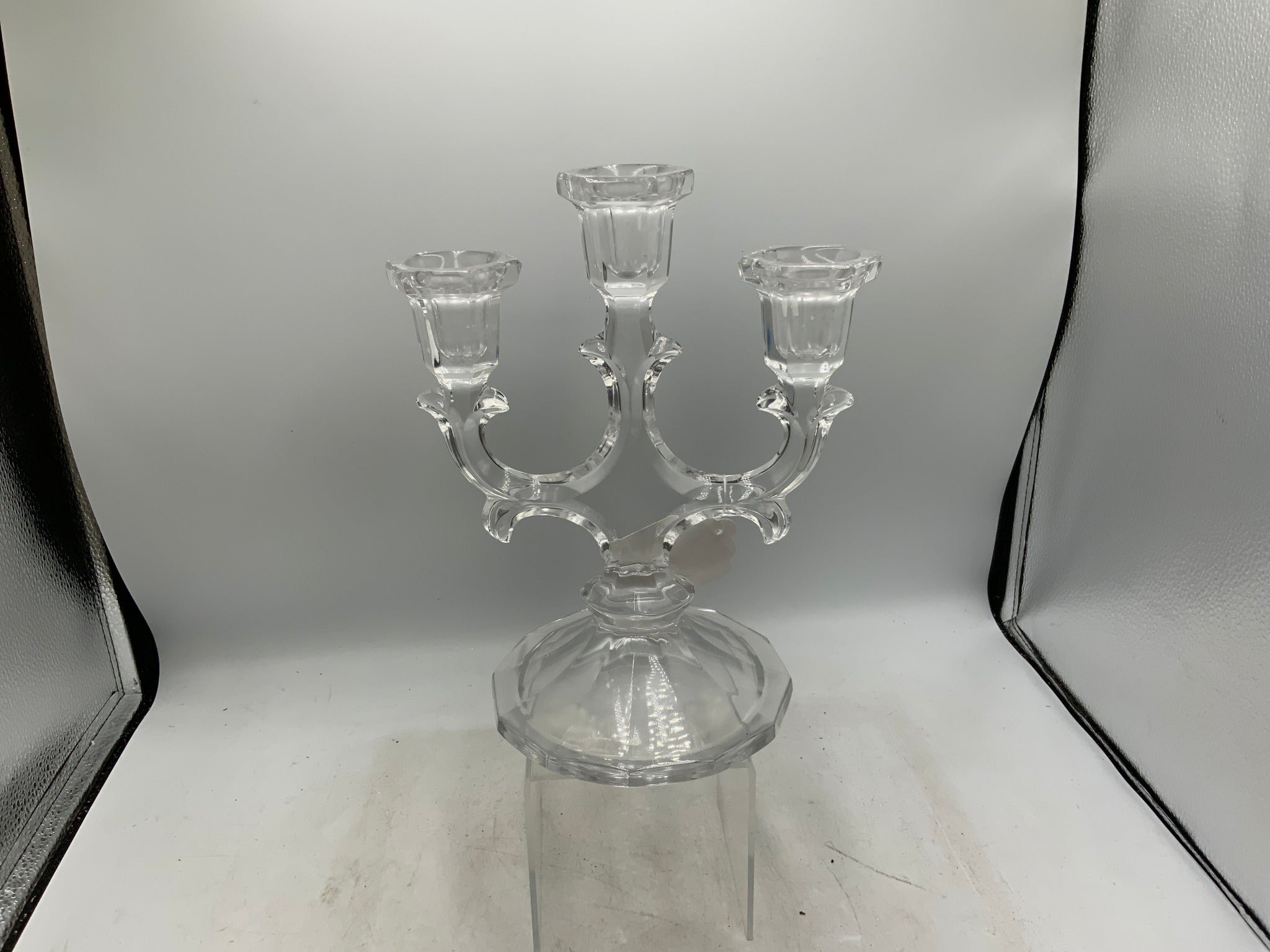 3 Arm Glass Candelabra