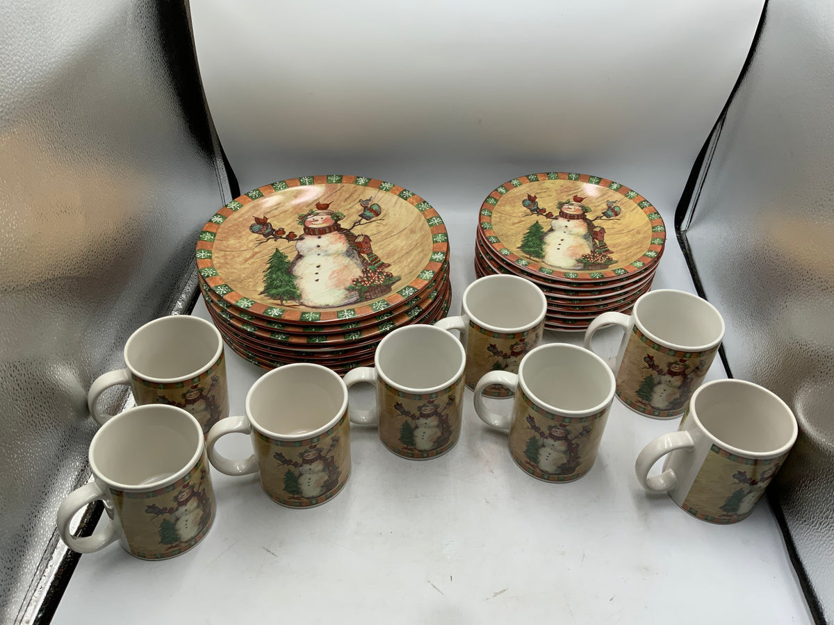 County Snowman 24 pc Dish Set