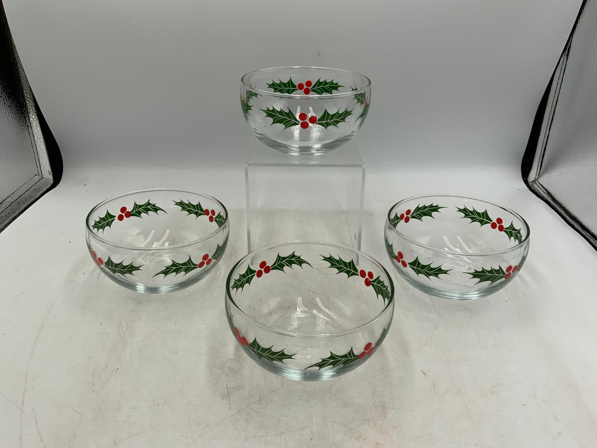 Libbey Holly Glass Bowls Set of 4