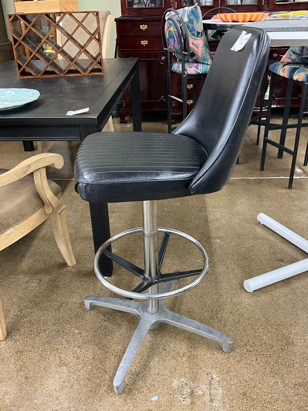 Vtg Leather Bar Stool