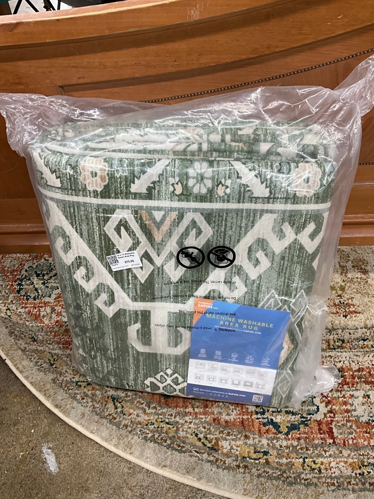 10 x 13 Washable Green Area Rug