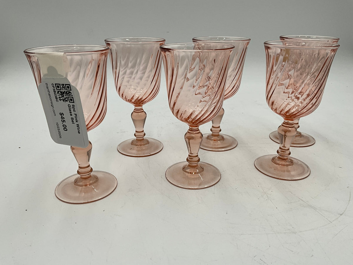 6pc Pink Wine Glass Set