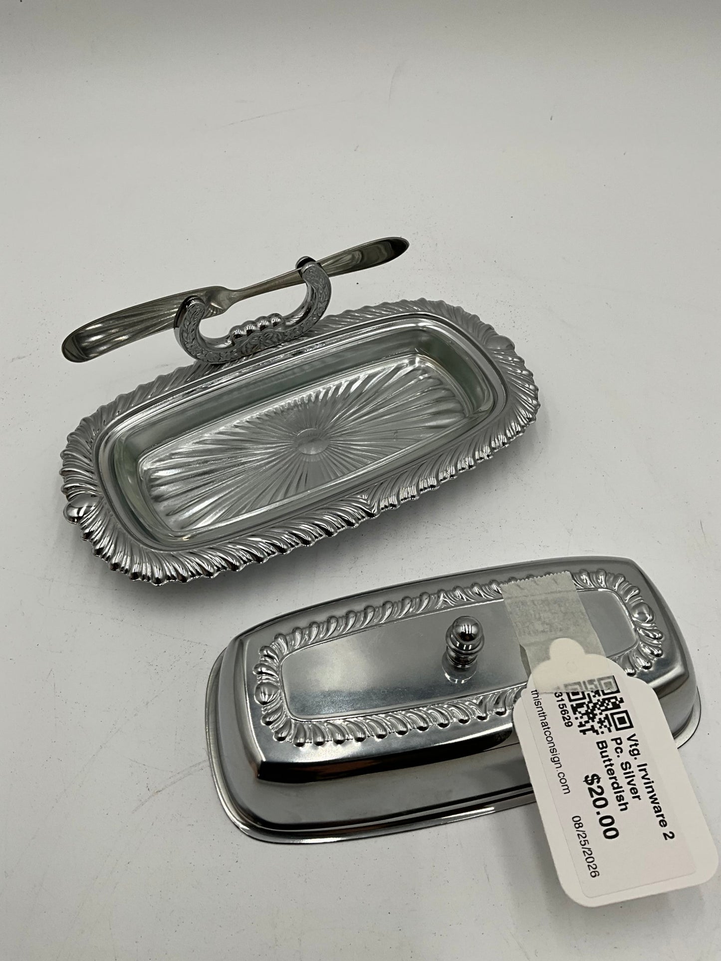 Vtg. Irvinware 2 Pc. Silver Butterdish
