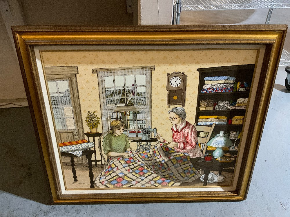 H Hargrove Family Quilting Framed Art