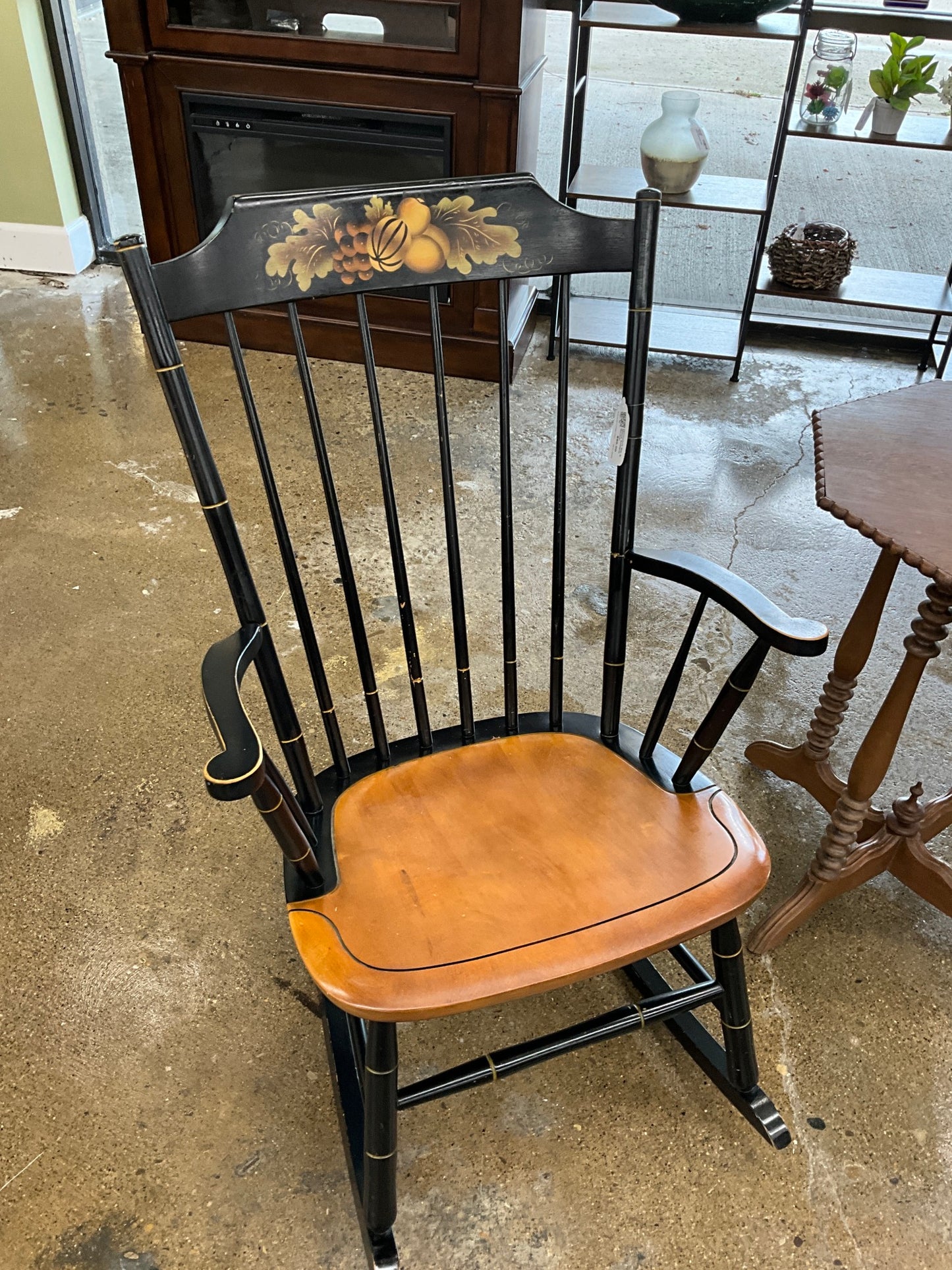 Hitchcock Blk & Wood Antique Rocker