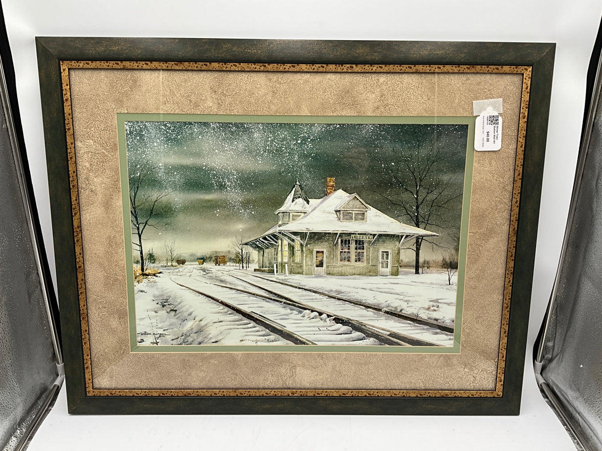 Winter Train Station Wall Art
