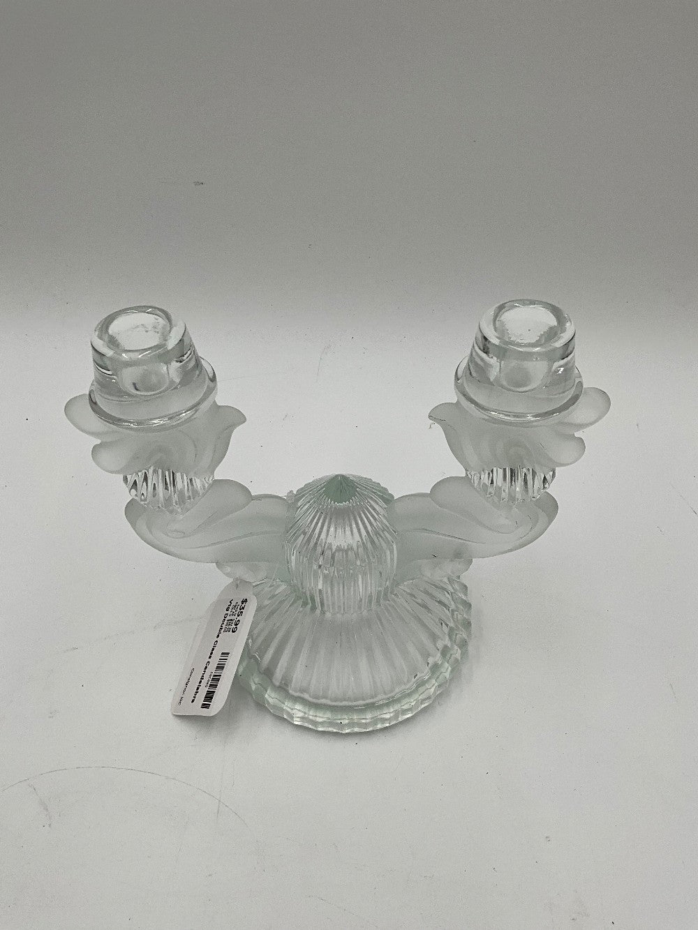 Vtg Double Glass Candelabra