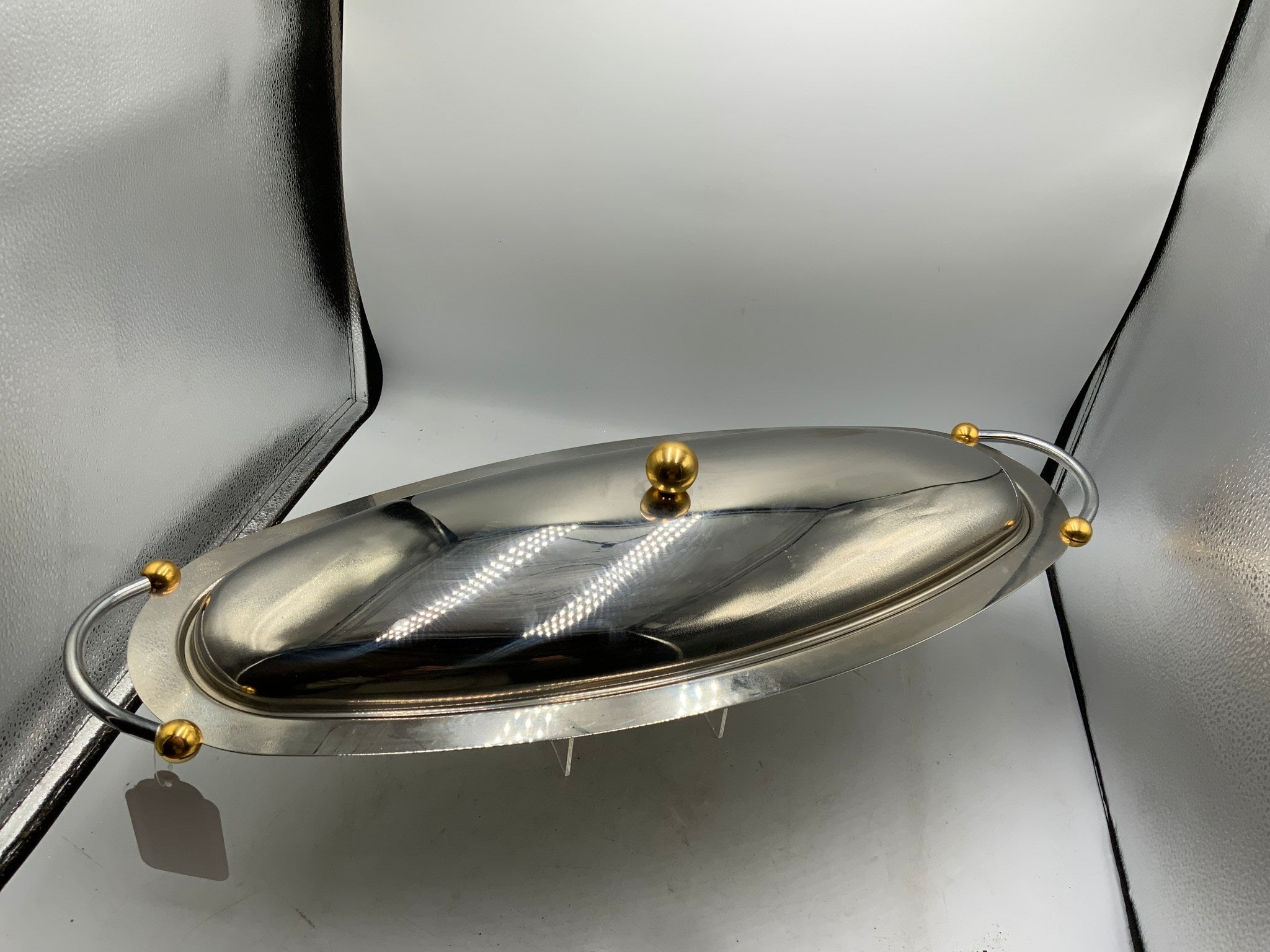 Lg Silver / Gold Serving Dish with Lid