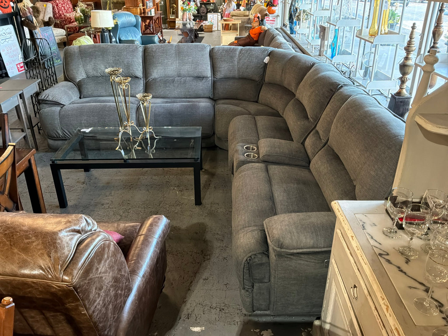 XL Gray Reclining Sectional