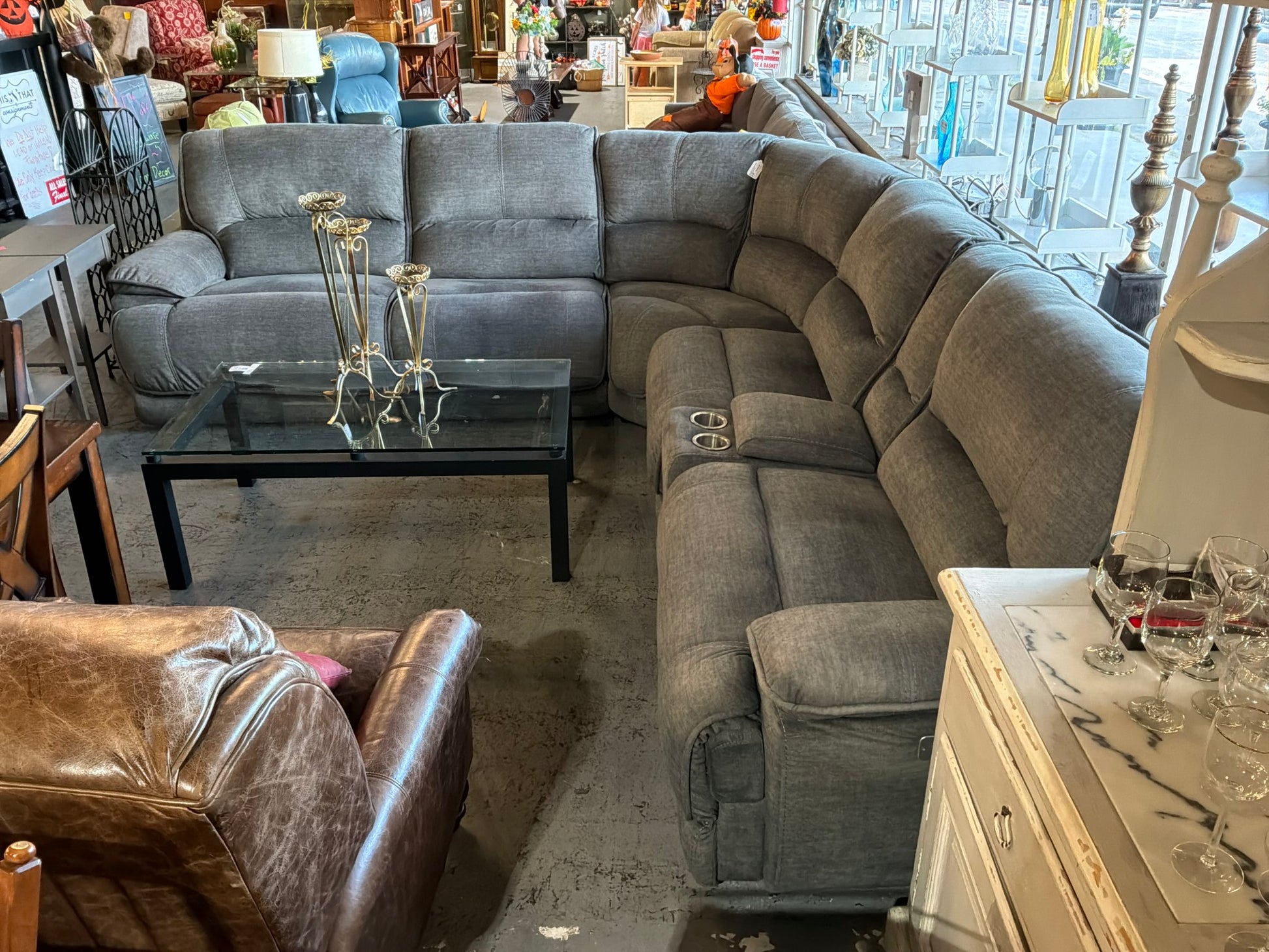 XL Gray Reclining Sectional