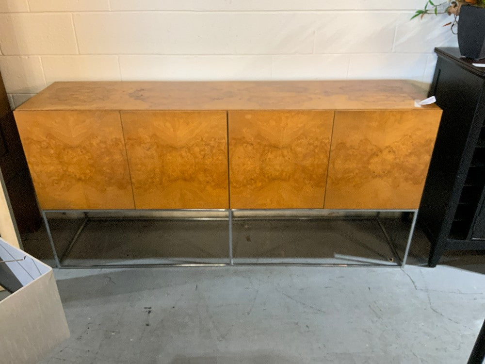 MCM Milo Baughman Thayer Coggin Burlwood & Chrome Credenza