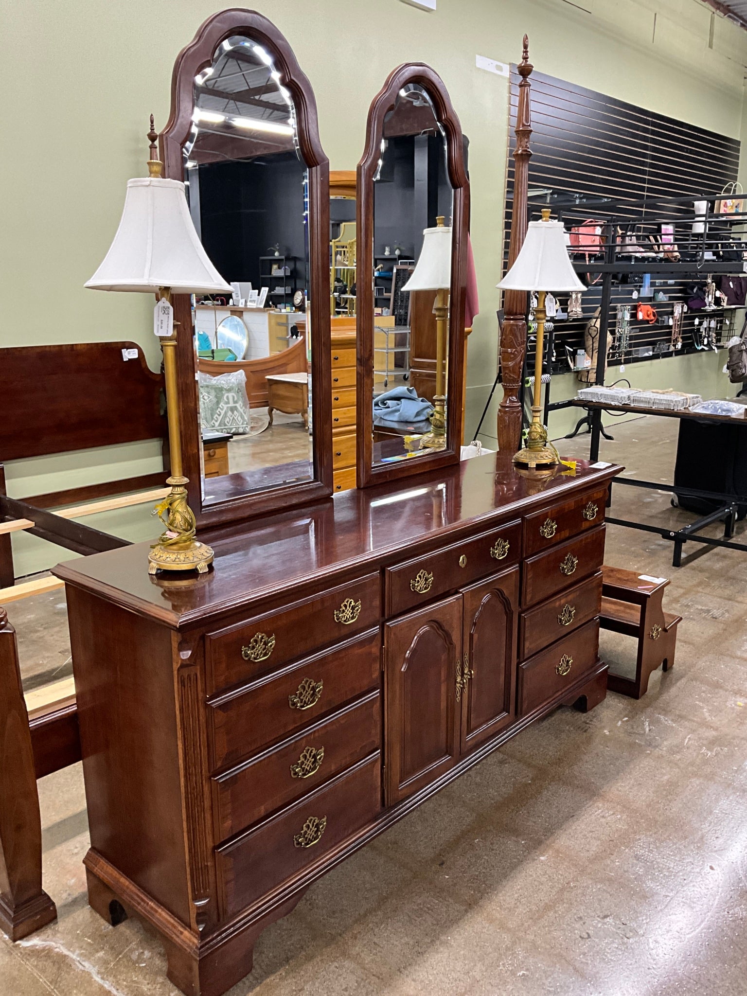 Cherry Dresser w/ 2 Mirrors