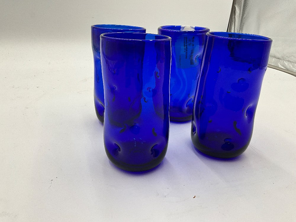 Blenko Pinched Dimple Tumbler Set of 4