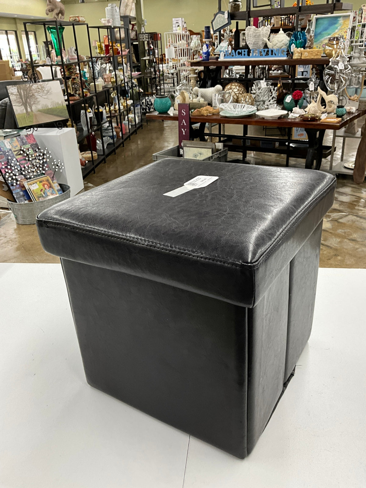 Brown Leather Cube Storage