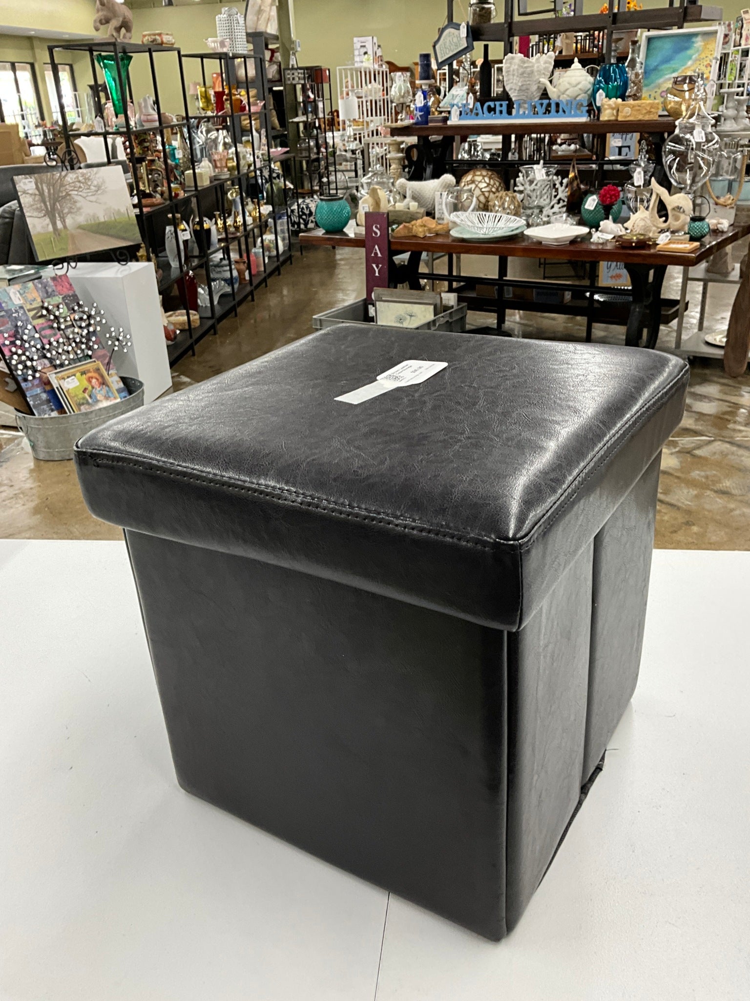 Brown Leather Cube Storage