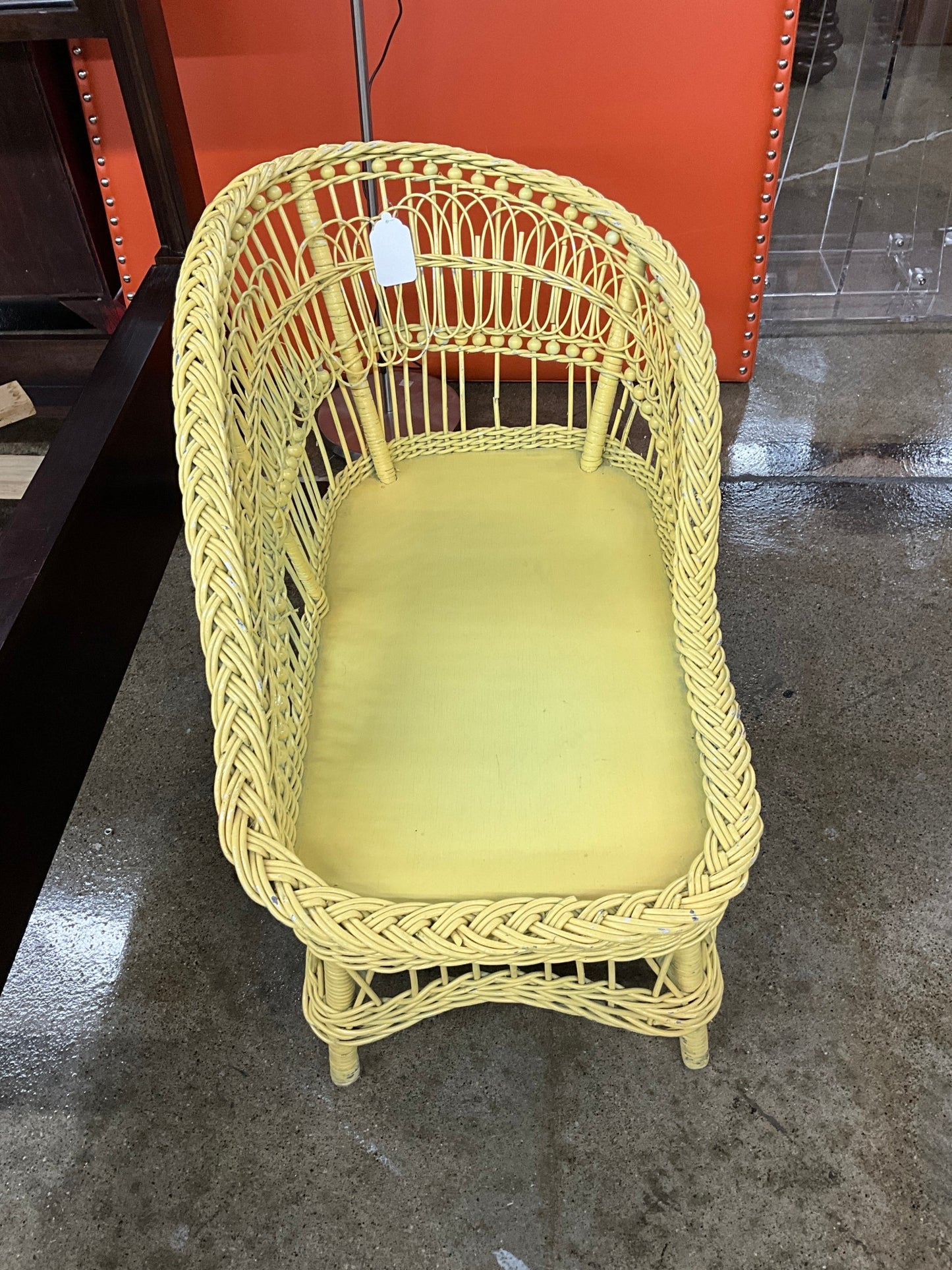 Childs Yellow Wicker Chaise