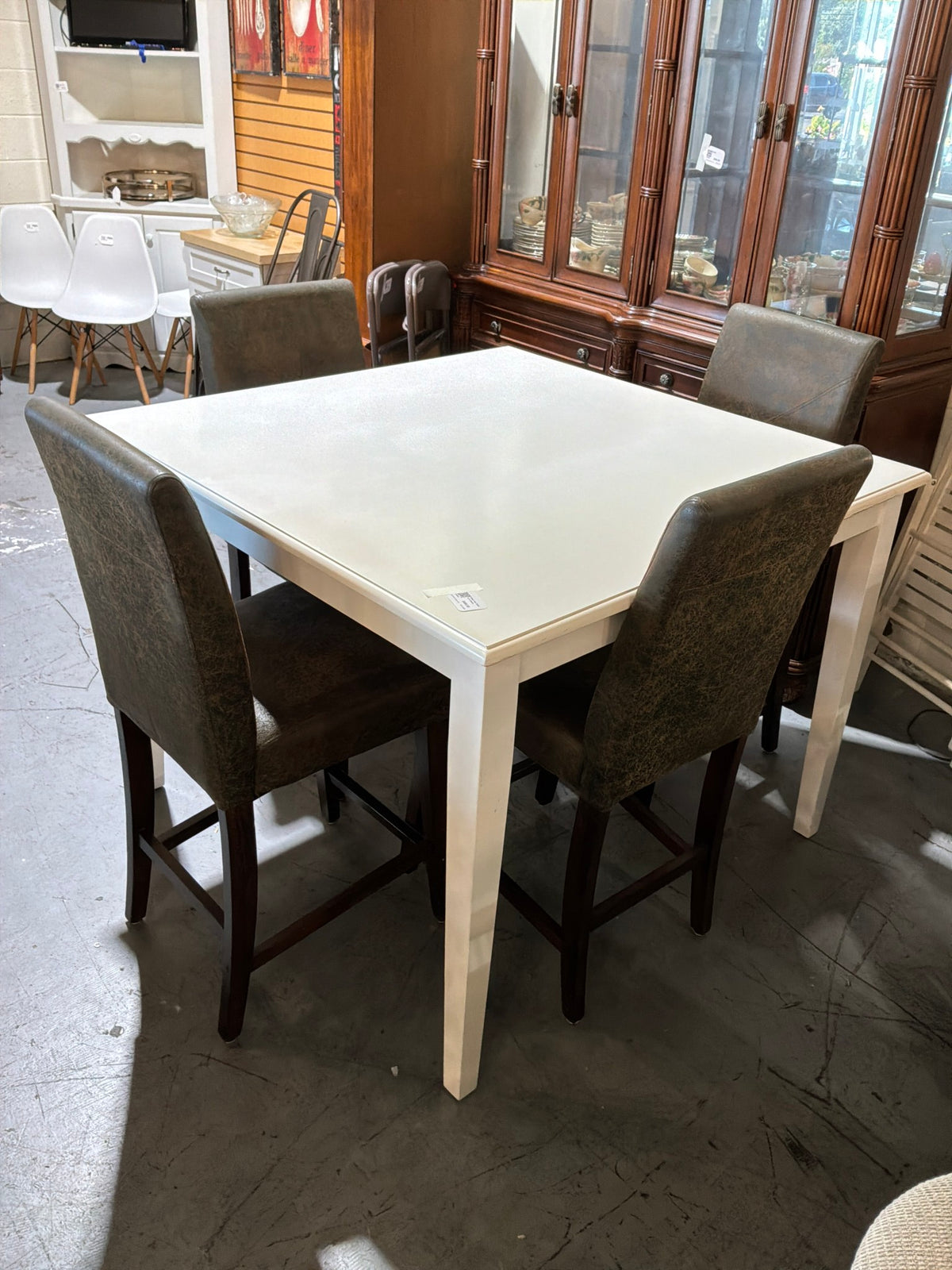 White Pub Table w/ 4 Chairs