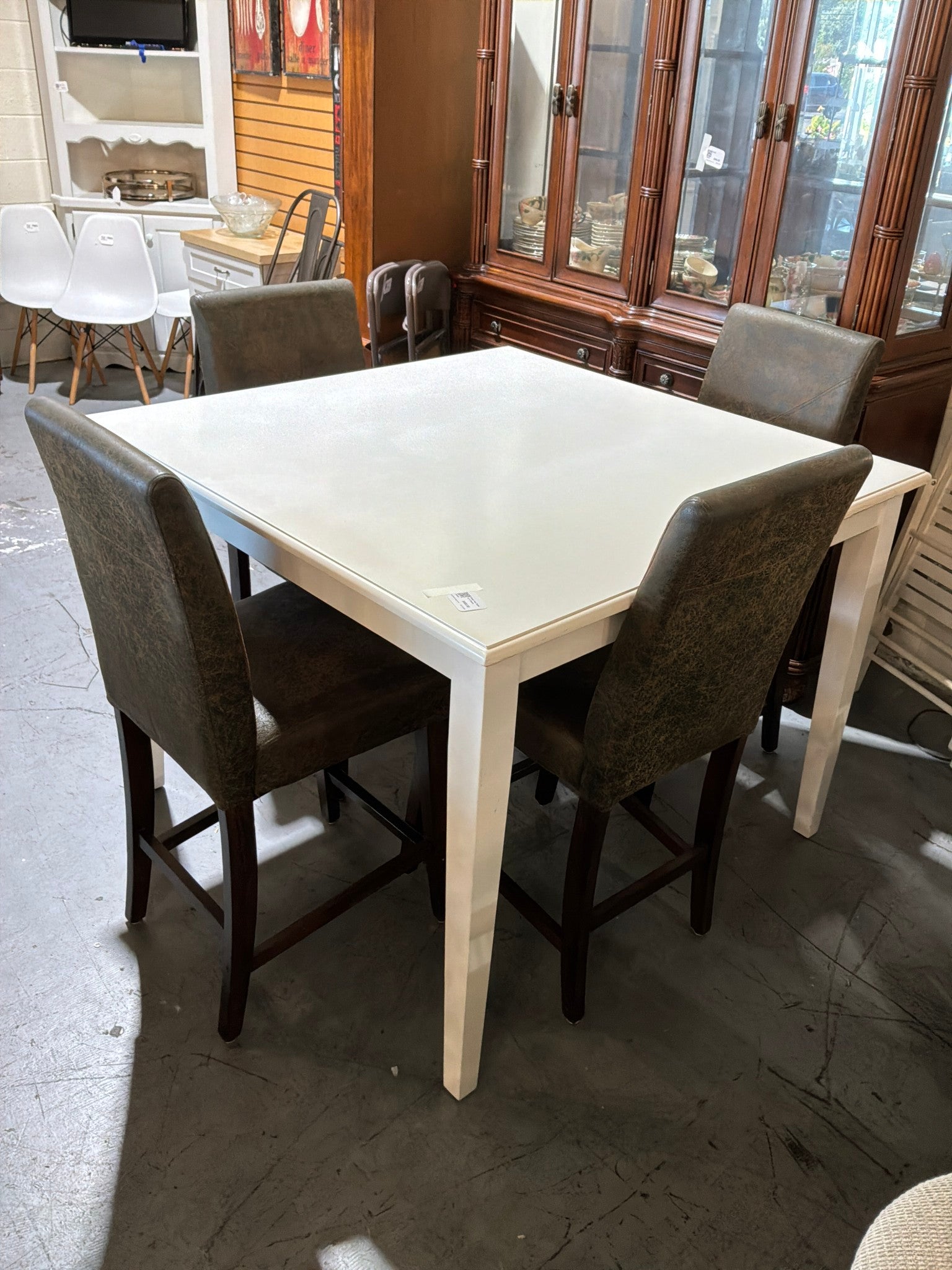 White Pub Table w/ 4 Chairs