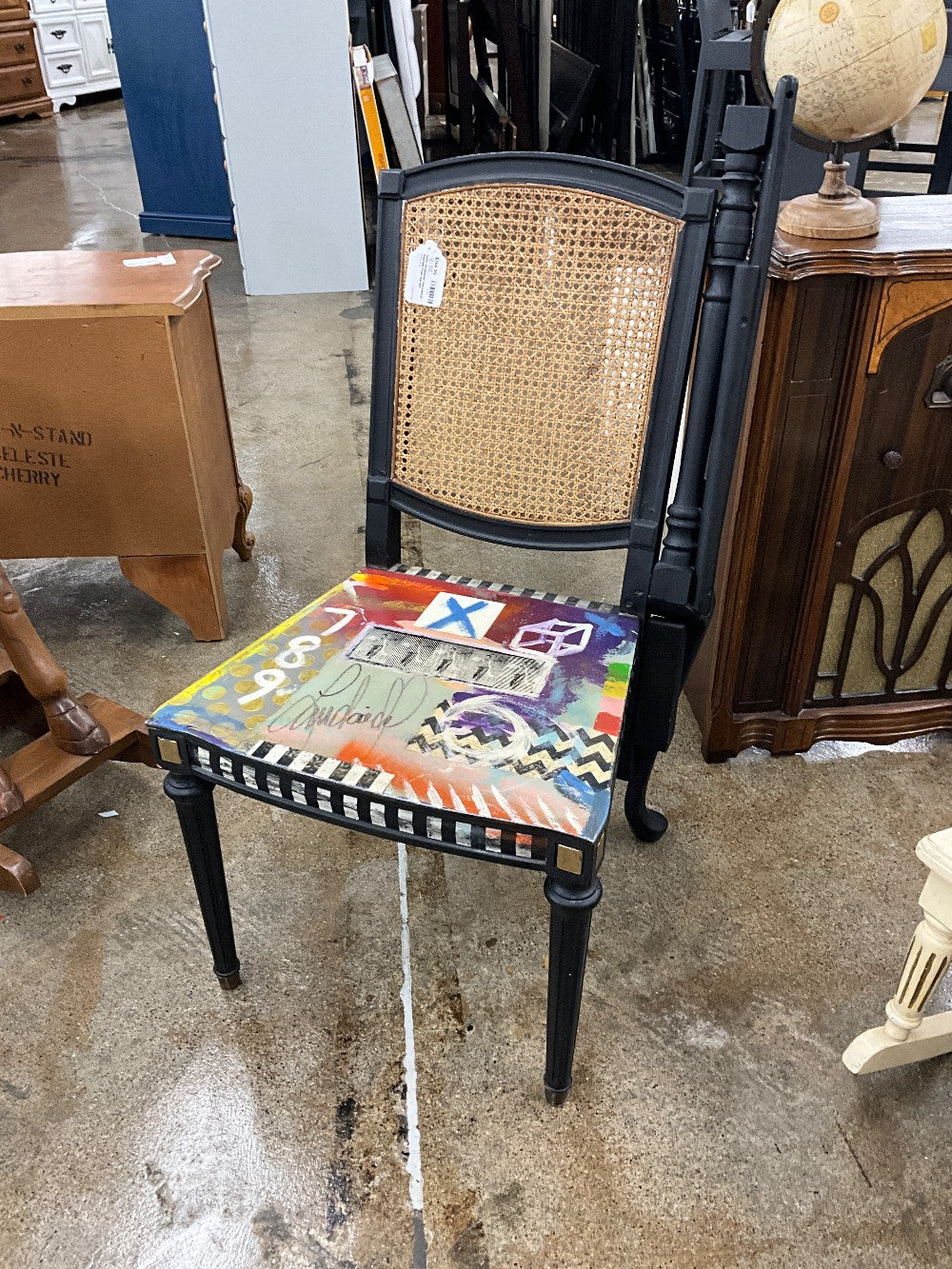 John Landsiedel Decorative Painted Chair Signed w/Certification