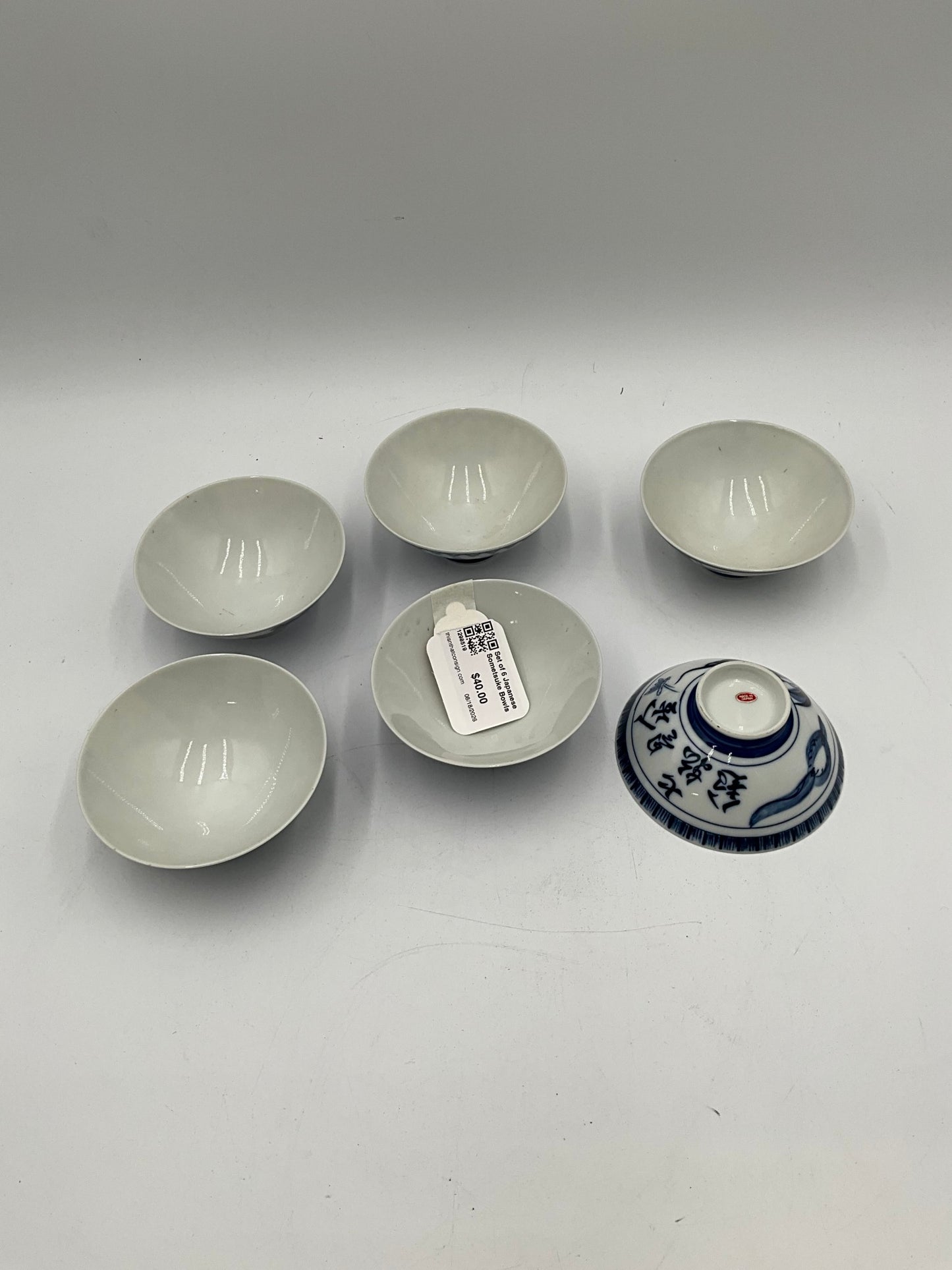 Set of 6 Japanese Sometsuke Bowls