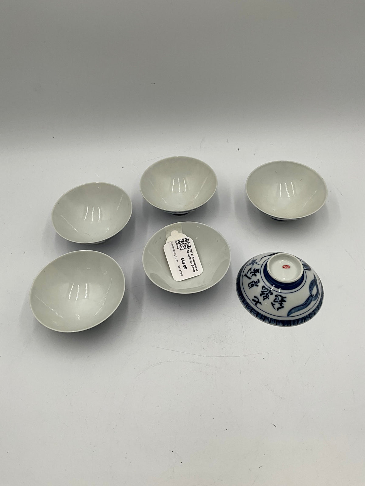 Set of 6 Japanese Sometsuke Bowls