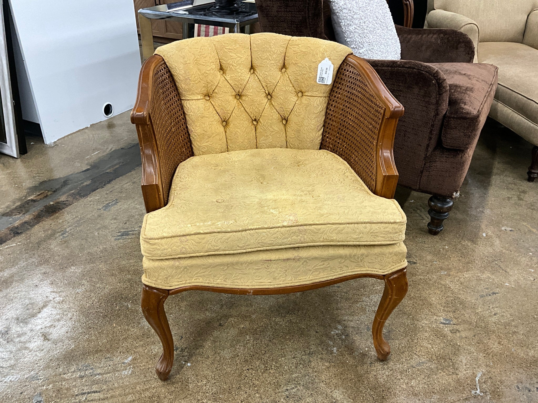 Yellow Wood Cane Chair