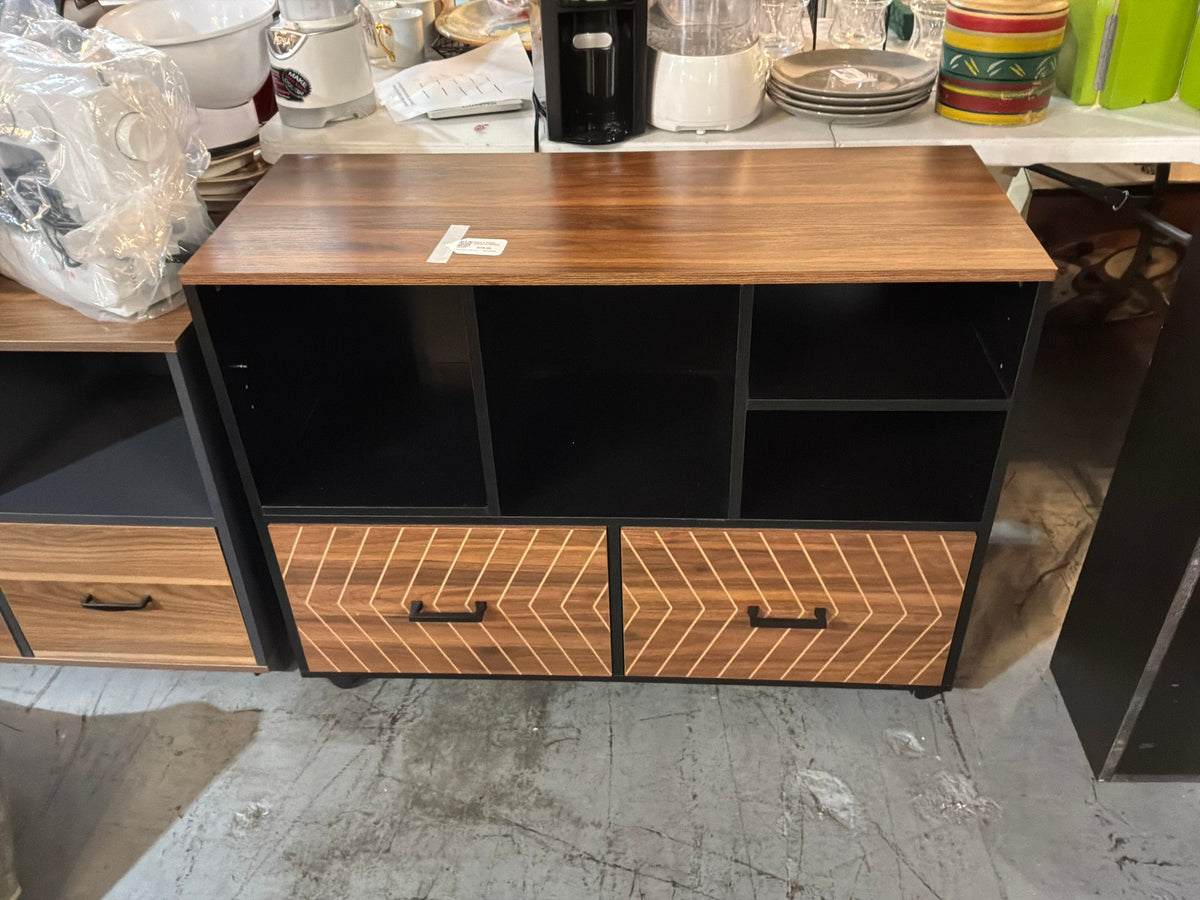Black & Wood Cabinet w Pattern