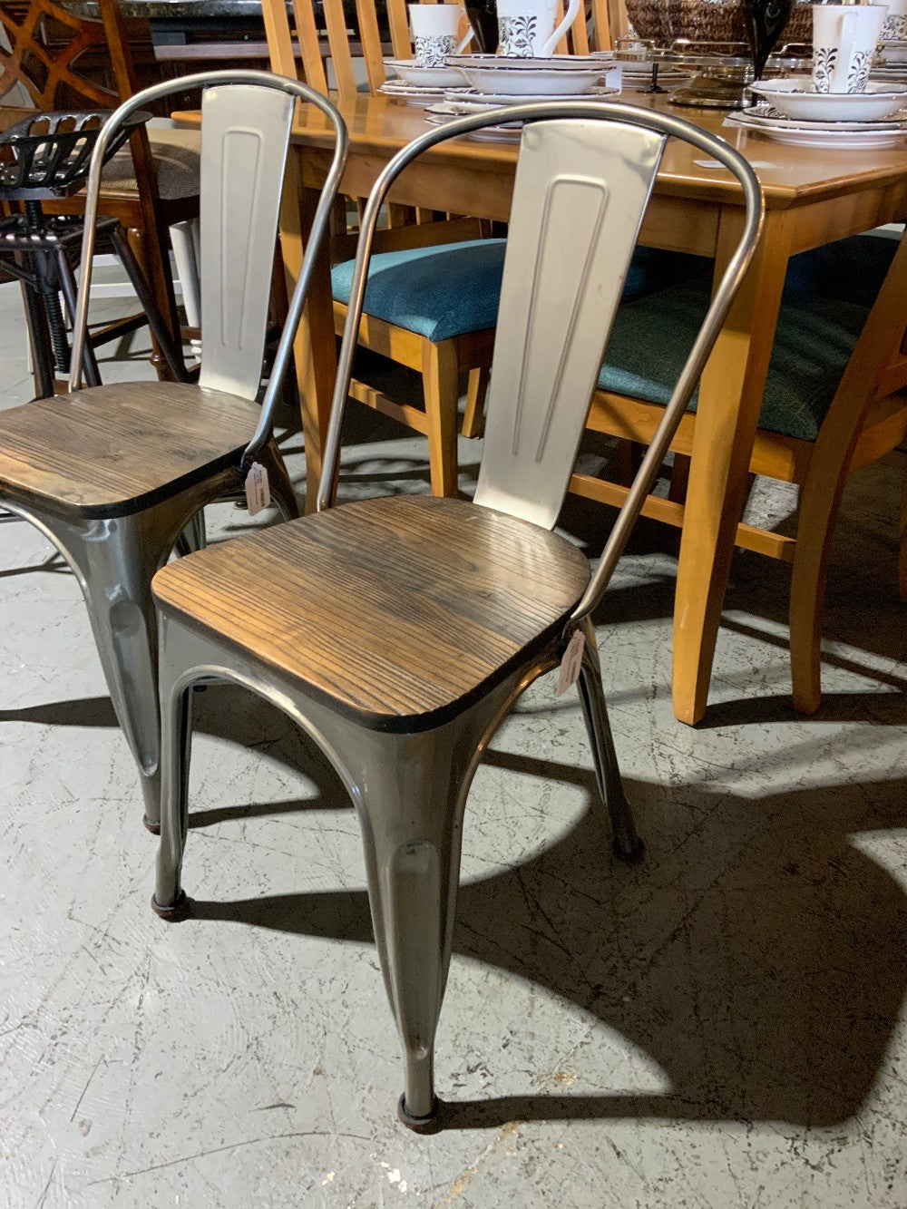 Metal Chair w/ Wood Seat
