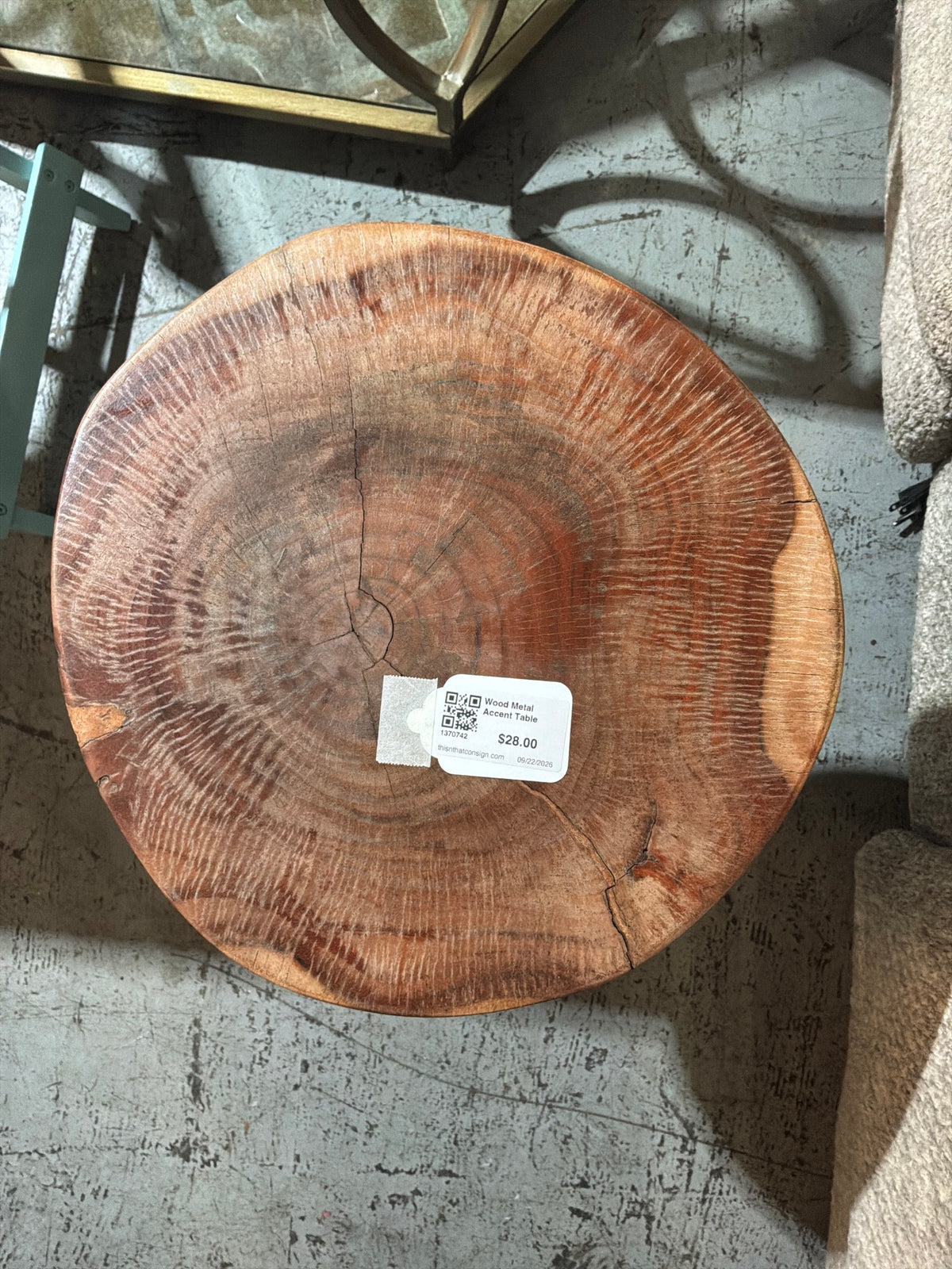 Wood Metal Accent Table