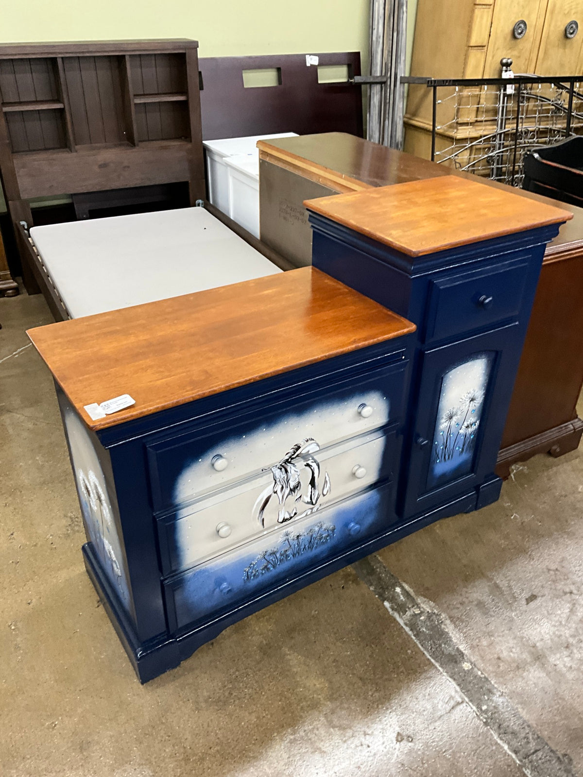 Blue Hand Painted Dresser