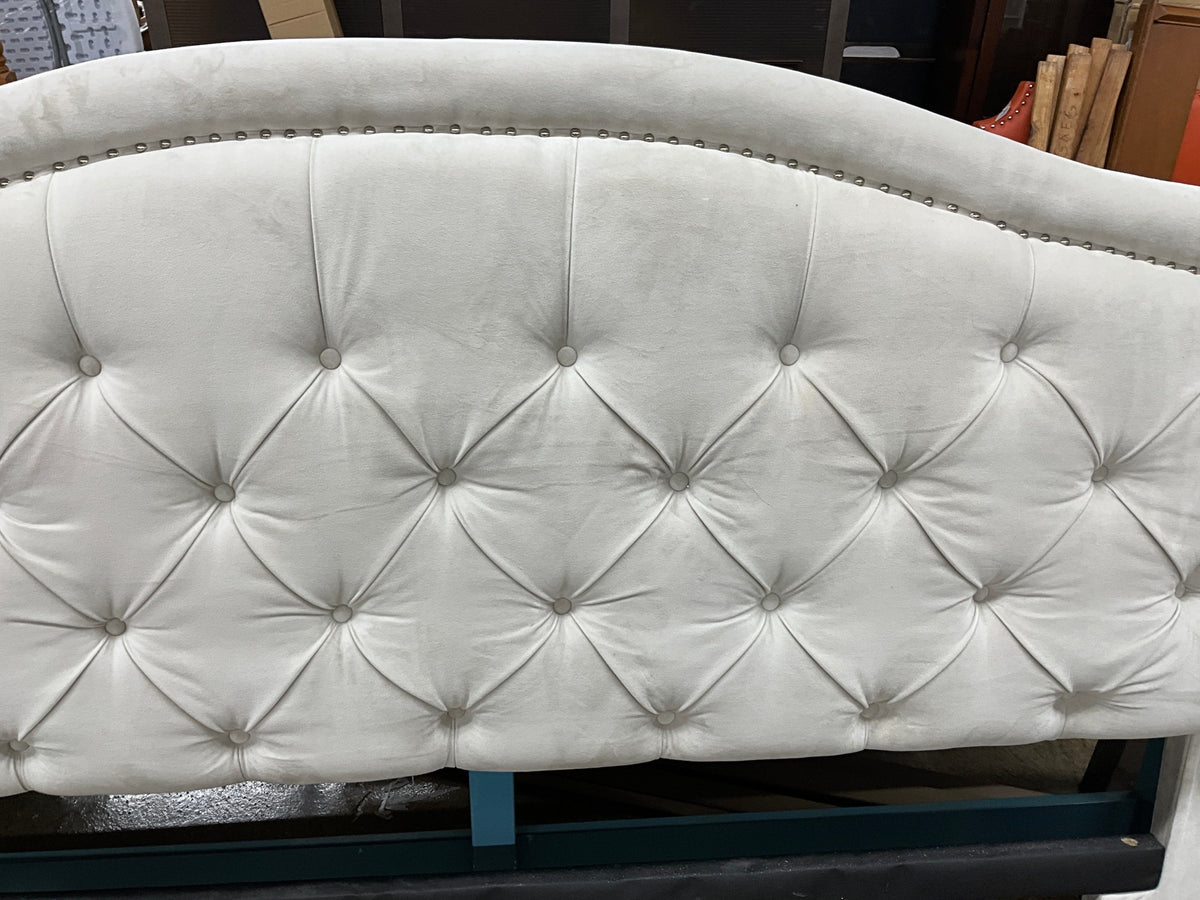 Abbyson White Upholstered King Headboard w/ Rails
