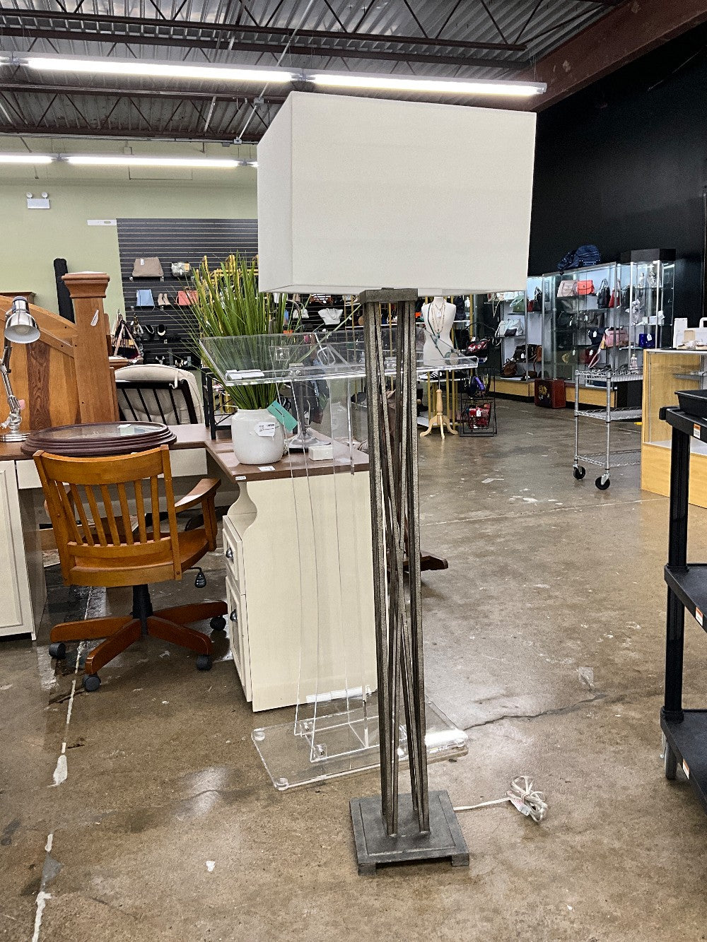 Silver Metal Floor Lamp