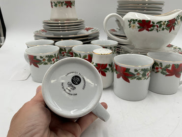 Gibson Poinsettia Dish Set for 8 - only 5 Saucers