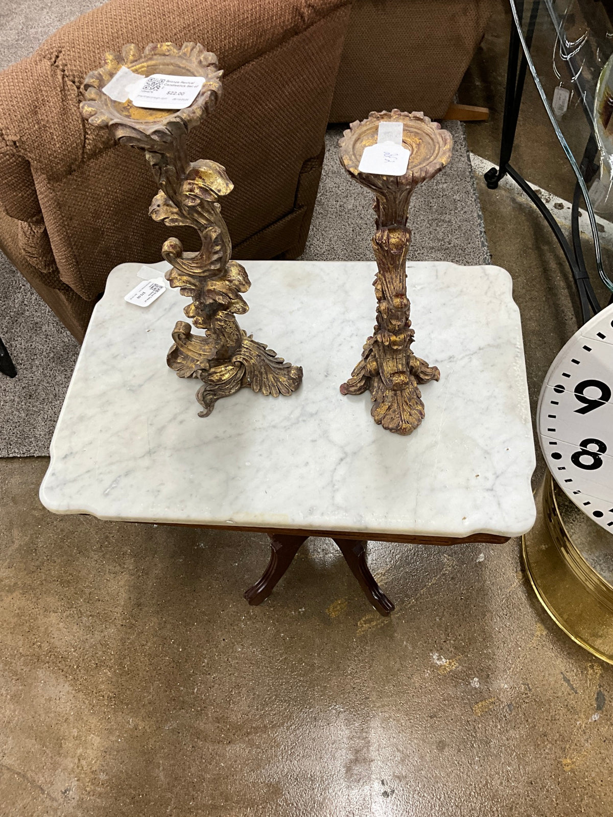 Wood Table w/ Marble