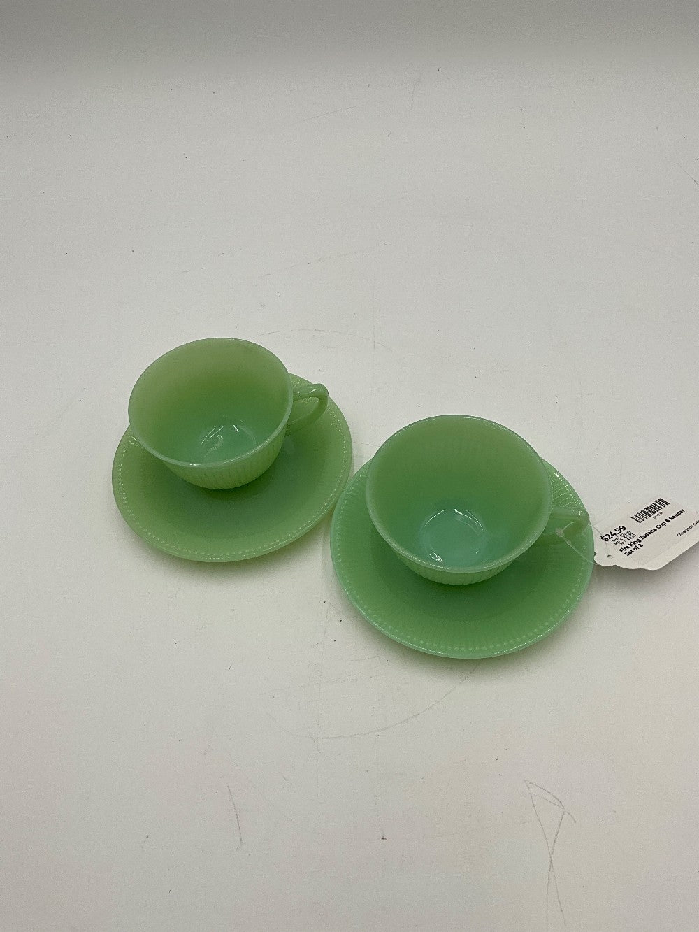 Fire King Jadeite Cup & Saucer Set of 2