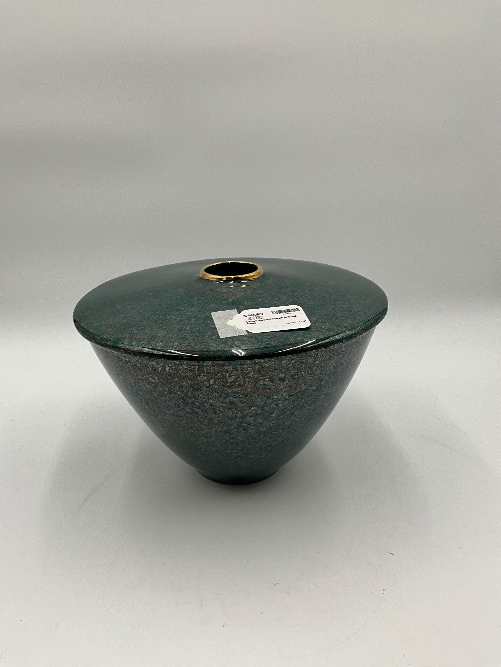 Large Round Green & Gold Vase