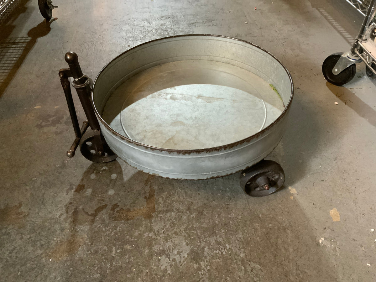 Galvanized Plant Stand on Wheels