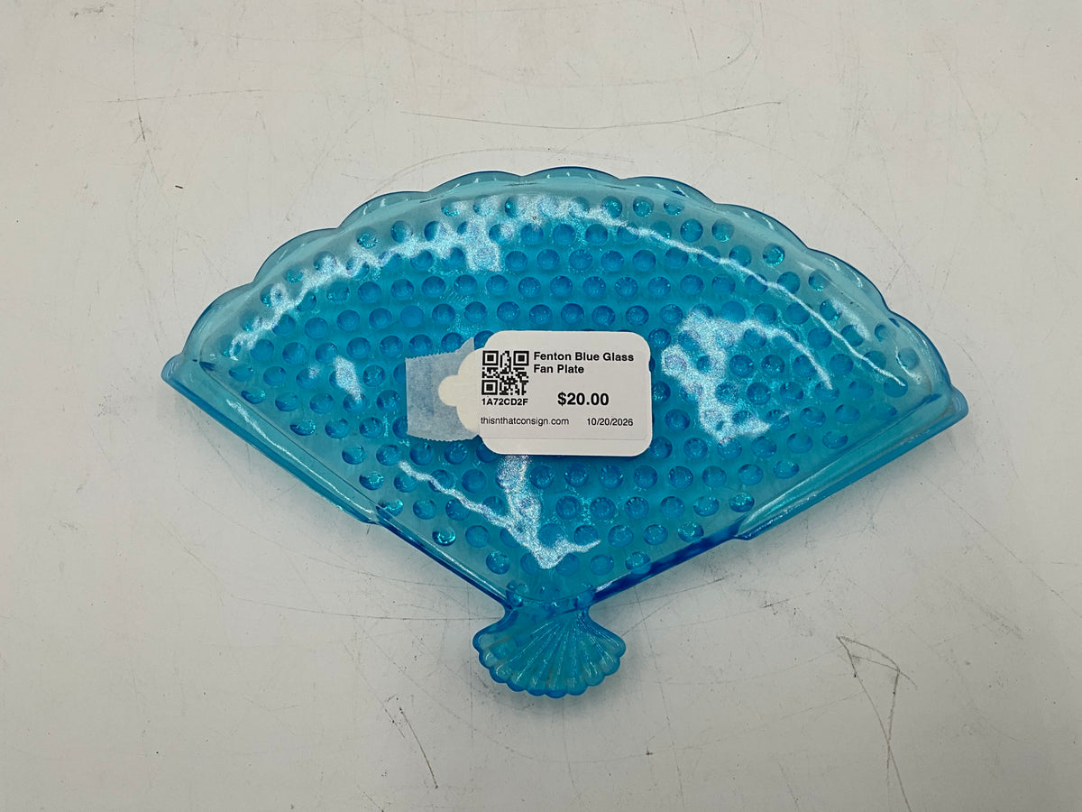 Fenton Blue Glass Fan Plate