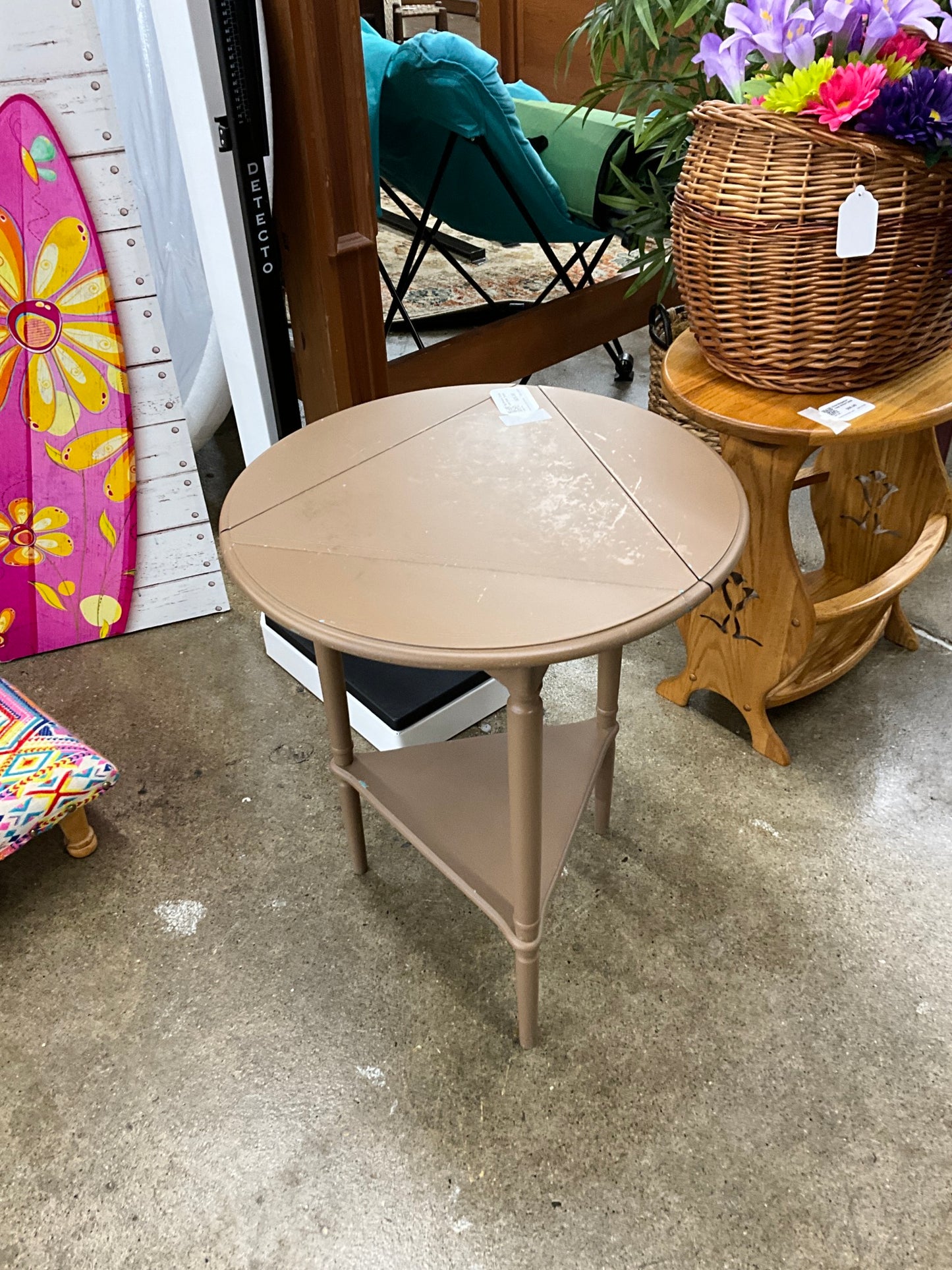 Vtg Brown Drop Leaf Side Table