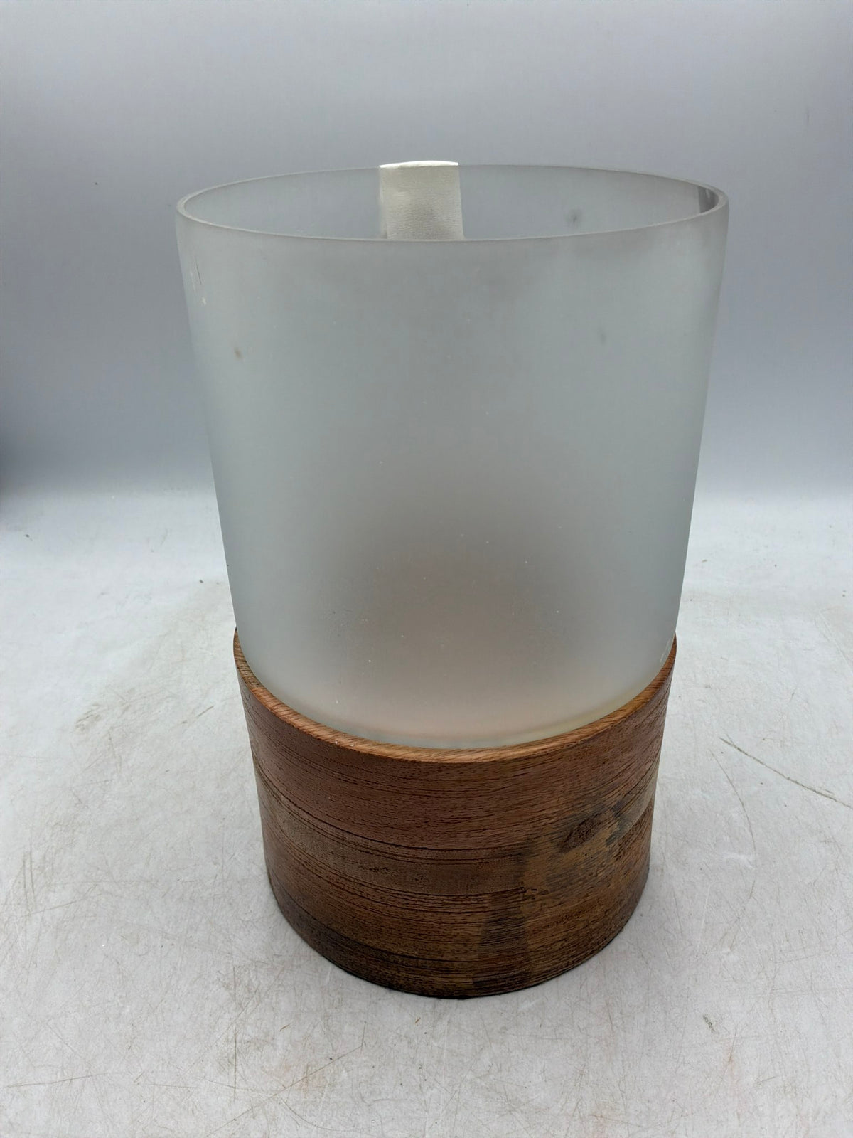 Sm Wood Glass Candleholder